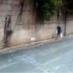 Família escapa por pouco após queda de muro