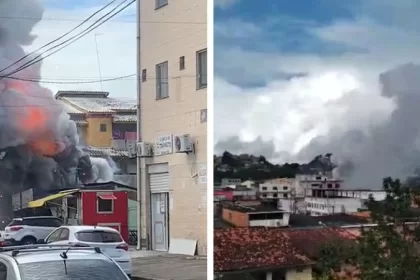 Explosão em Casa de Fogos de Artifício em Simões Filho atinge loja e carros.