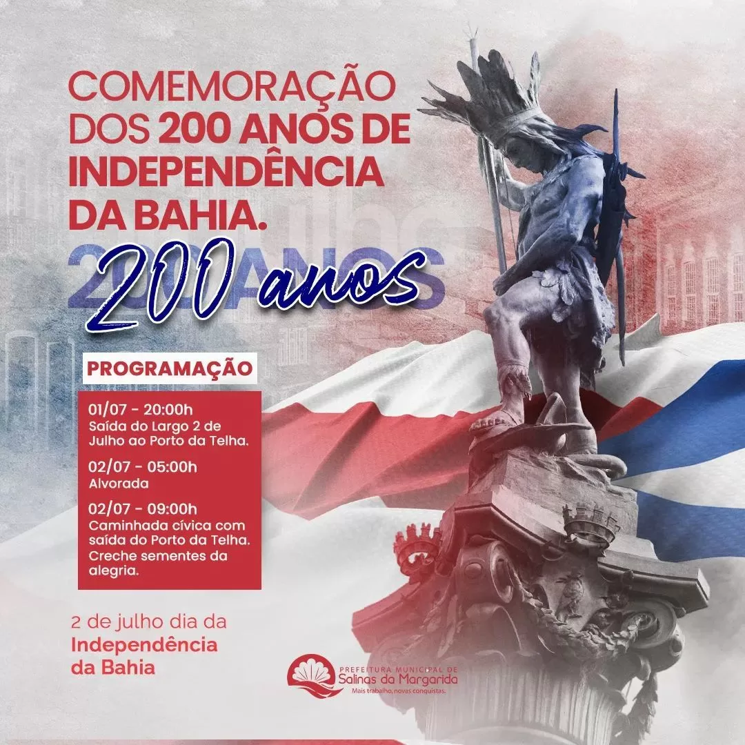 Salinas da Margarida celebra os 200 anos de independencia da Bahia com entusiasmo e programação festiva