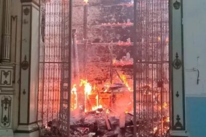 Incêndio afeta igreja tombada como patrimônio em Valença