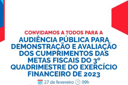 Prefeitura informa à população acerca de audiência pública para demonstração e avaliação dos cumprimentos das metas fiscais do 3º quadrimestre do exercício financeiro de 2023 – Prefeitura de Santo Antônio de Jesus - BA