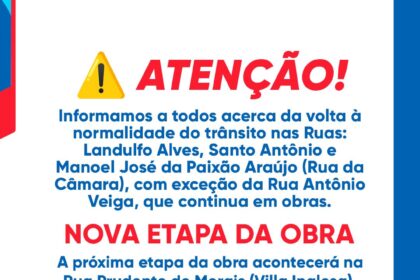 SAJ: Prefeitura informa acerca da liberação do trânsito nas Ruas: Landulfo Alves, Santo Antônio e Manoel José da Paixão Araújo – Prefeitura de Santo Antônio de Jesus - BA