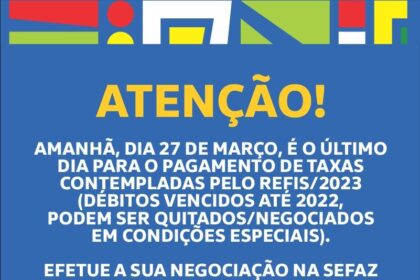 SAJ: Prefeitura informa a toda a população acerca do prazo de encerramento para quitação/negociação do REFIS/2023 – Prefeitura de Santo Antônio de Jesus - BA