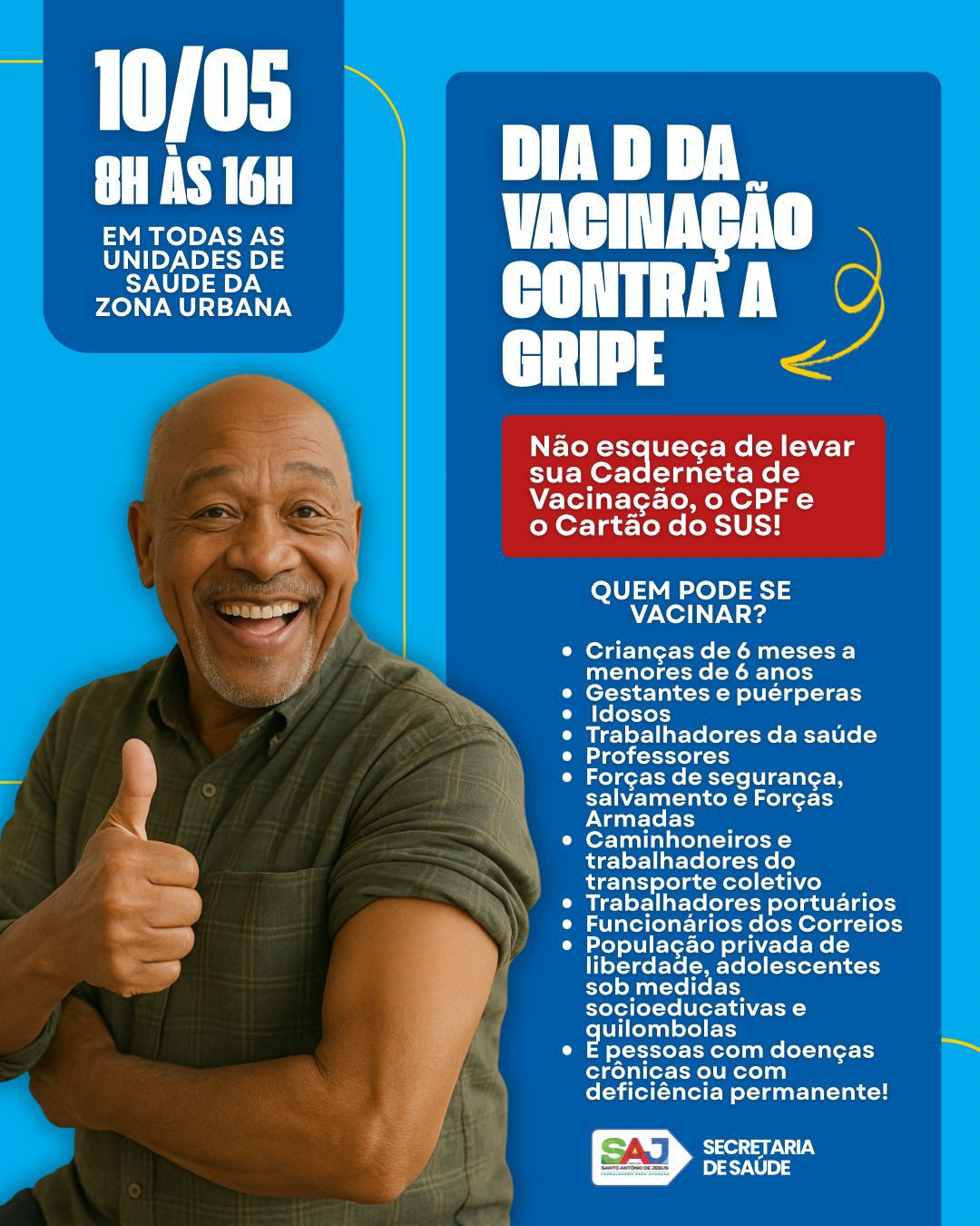 Prefeitura de Santo Antônio de Jesus realizará Dia D da Campanha Nacional de Vacinação contra a Gripe – Prefeitura de Santo Antônio de Jesus - BA