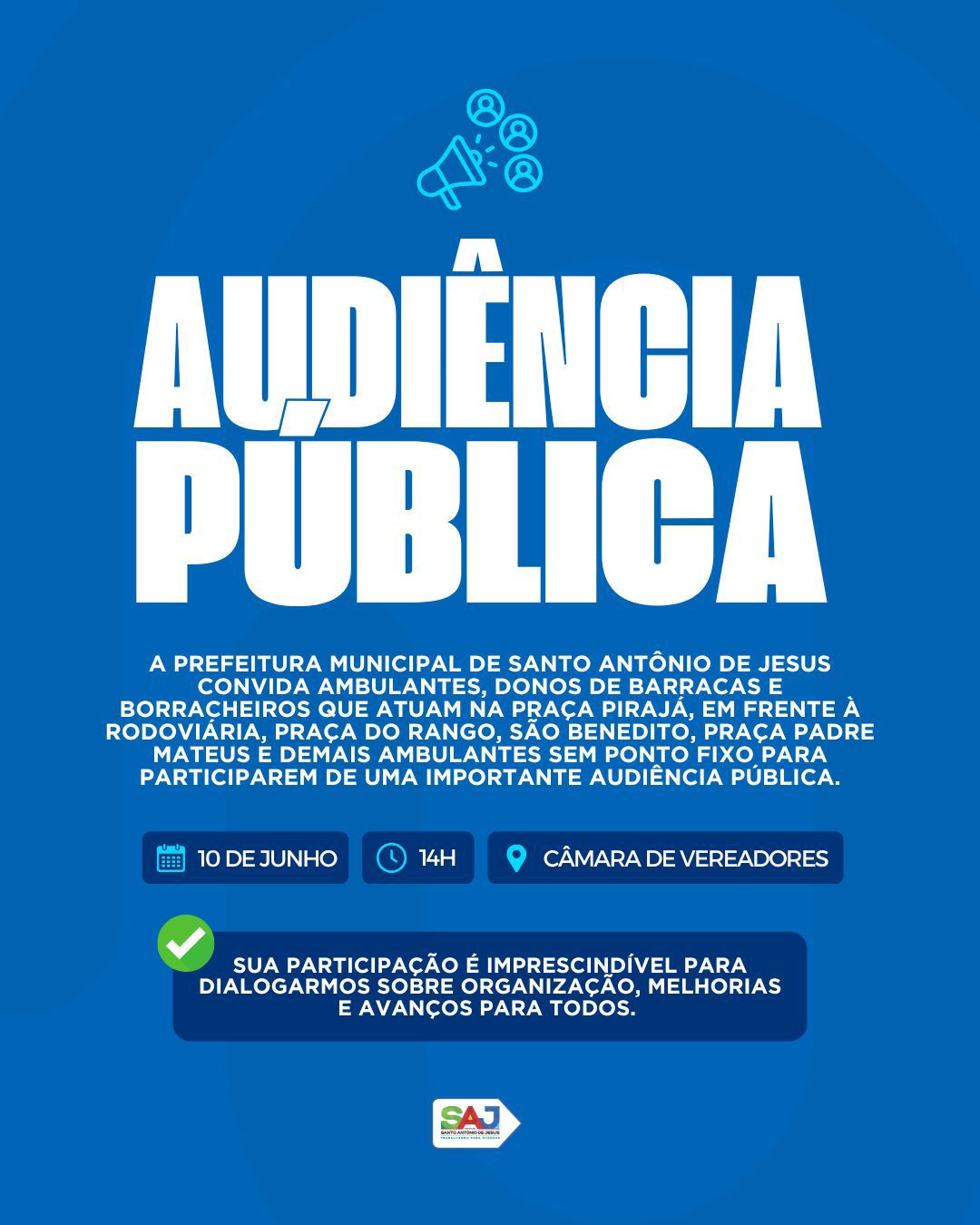 Prefeitura Municipal de Santo Antônio de Jesus convoca ambulantes para audiência pública – Prefeitura de Santo Antônio de Jesus - BA