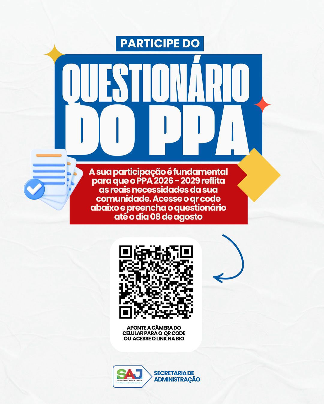 Prefeitura de Santo Antônio de Jesus convida população a participar da construção do PPA 2026–2029 – Prefeitura de Santo Antônio de Jesus - BA