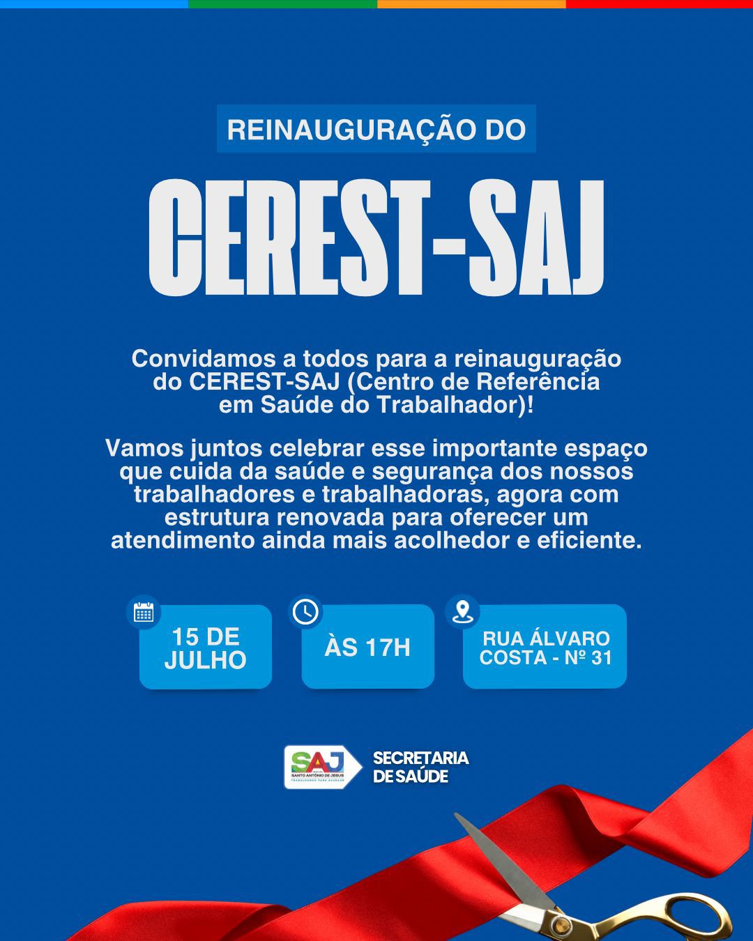 Prefeitura de Santo Antônio de Jesus realizará reinauguração do Centro de Referência em Saúde do Trabalhador (CEREST-SAJ) – Prefeitura de Santo Antônio de Jesus - BA