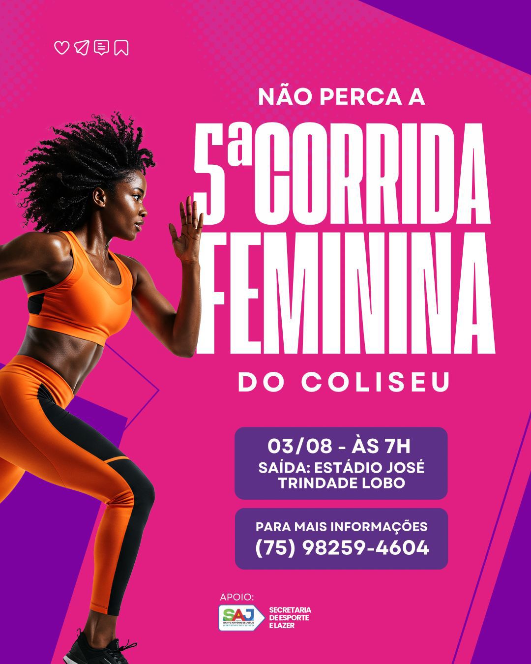 Prefeitura Municipal de Santo Antônio de Jesus apoia realização da 5ª Corrida Feminina do Coliseu em Santo Antônio de Jesus