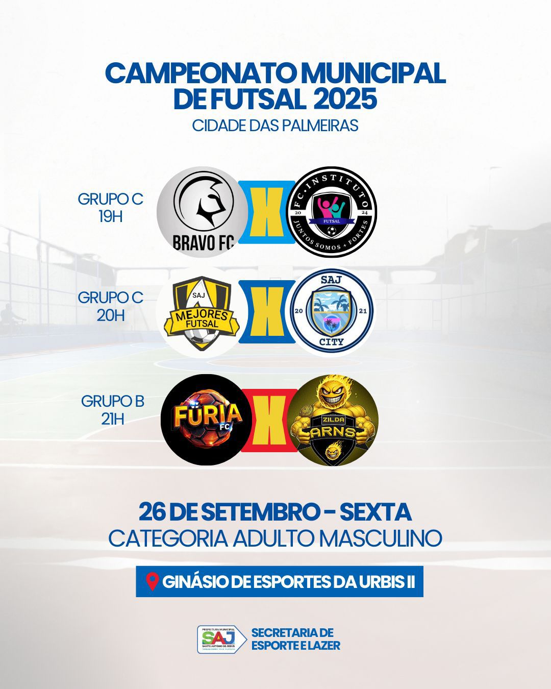 Prefeitura de Santo Antônio de Jesus realizará mais uma rodada do Campeonato Municipal de Futsal 2025