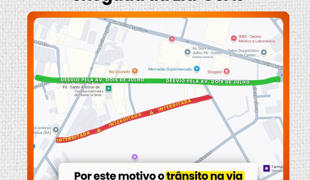 Prefeitura informa sobre interdição provisória da Rua Misael Maia para montagem da ExpoSAJ Bahia