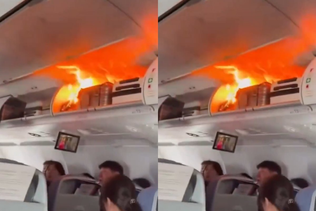 Avião faz pouso de emergência após bagagem de mão pegar fogo