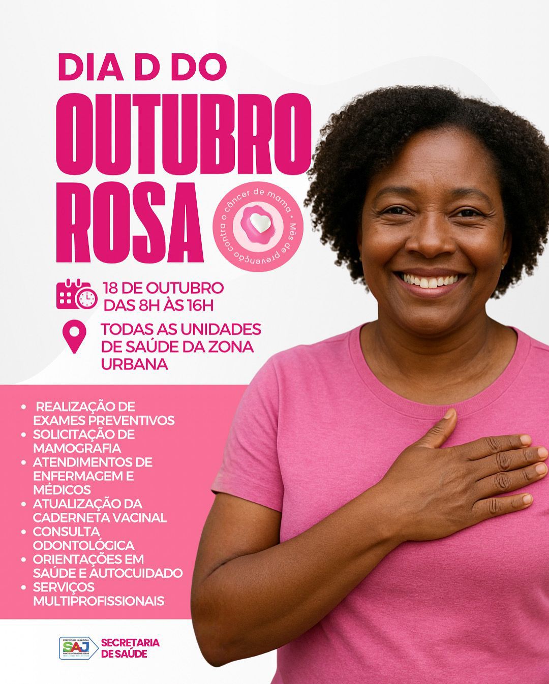 Prefeitura de Santo Antônio de Jesus realizará Dia D do Outubro Rosa com ações de cuidado e prevenção à saúde da mulher – Prefeitura de Santo Antônio de Jesus - BA