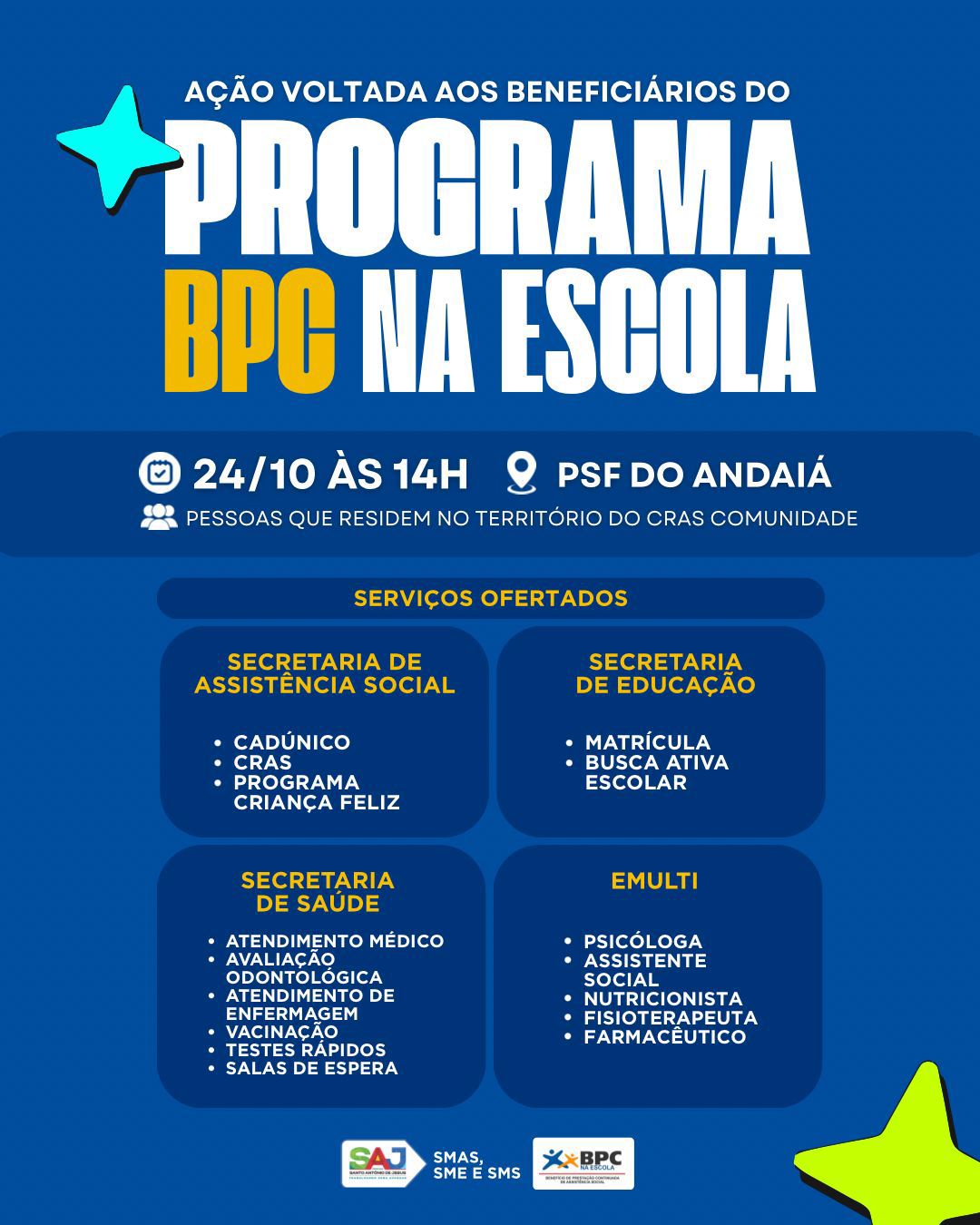 Prefeitura de Santo Antônio de Jesus realizará nova ação do Programa BPC na Escola no território do CRAS Comunidade – Prefeitura de Santo Antônio de Jesus - BA