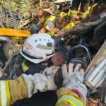 Bombeiros resgatam vítima presa às ferragens na BA-093