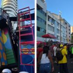 Frente do trio da banda Pagodart desprende durante percurso do Furdunço