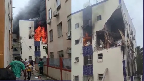 Incêndio atinge apartamentos no Stiep após explosão de gás