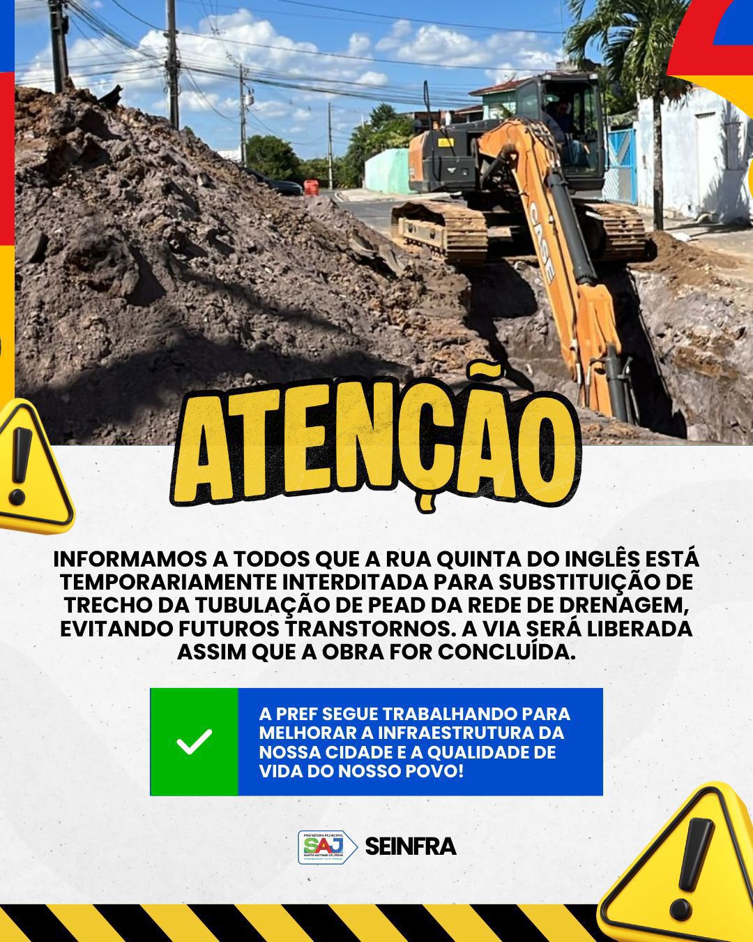 Prefeitura de Santo Antônio de Jesus realiza intervenção emergencial na Rua Quinta do Inglês para substituição de tubulação da rede de drenagem – Prefeitura de Santo Antônio de Jesus - BA