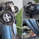 Veículo ficou completamente destruído