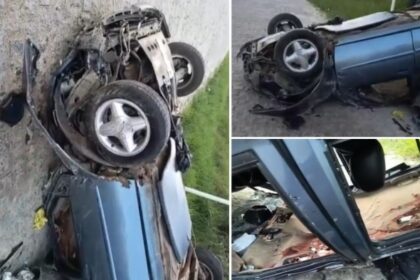 Veículo ficou completamente destruído