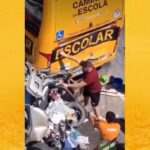 SC: Pai e filha sobrevivem após carro ser esmagado em engavetamento na BR-101