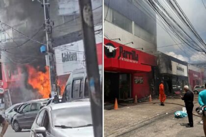 URGENTE: Incêndio em loja se espalha e atinge restaurante no Caminho de Areia