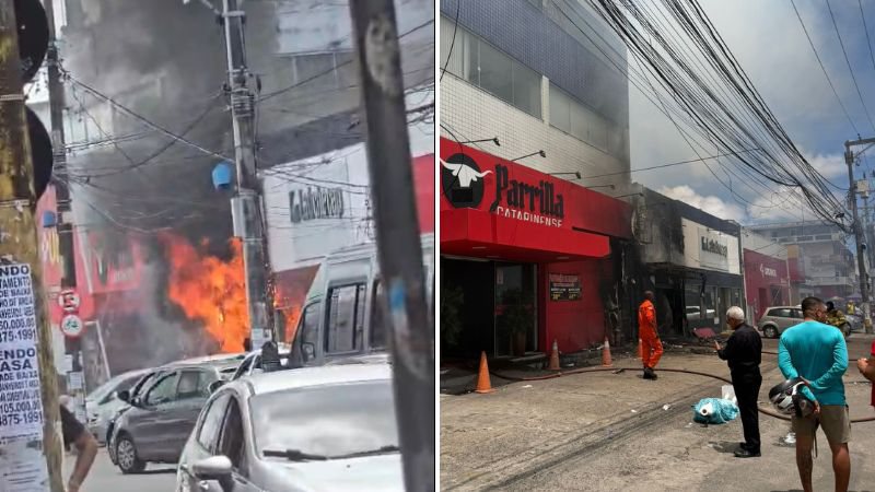 URGENTE: Incêndio em loja se espalha e atinge restaurante no Caminho de Areia