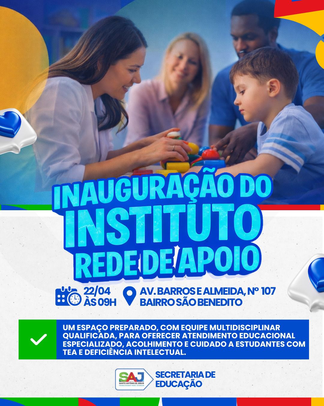 Instituto Rede de Apoio será inaugurado, para atender alunos da rede municipal de ensino, após o Termo de Colaboração com o município. – Prefeitura de Santo Antônio de Jesus - BA