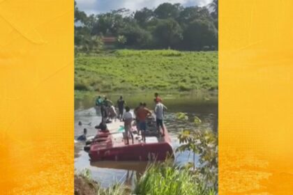 Ônibus cai em açude após colisão na BR-222 e mobiliza resgate em Santa Inês, no Maranhão