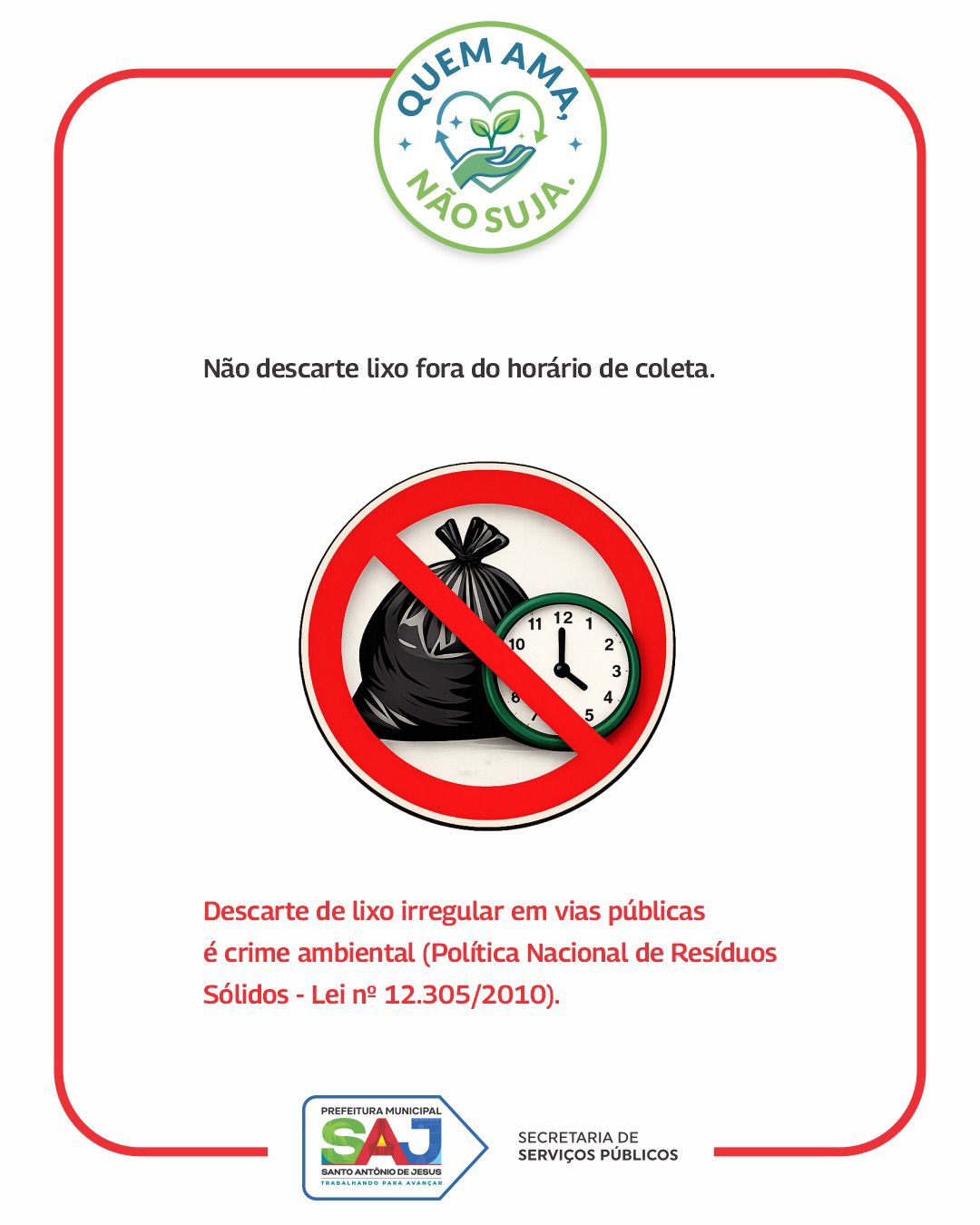 Prefeitura de Santo Antônio de Jesus divulga programação semanal da coleta de lixo e da Operação Compactadores – Prefeitura de Santo Antônio de Jesus - BA