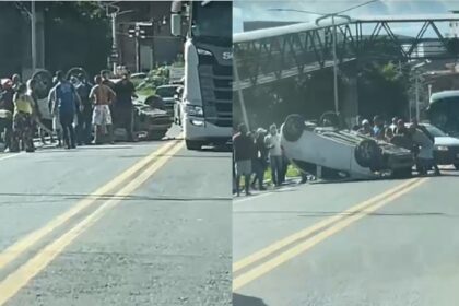 SAJ: Acidente na BR-101 complica trânsito próximo a passarela do Alto Santo Antônio