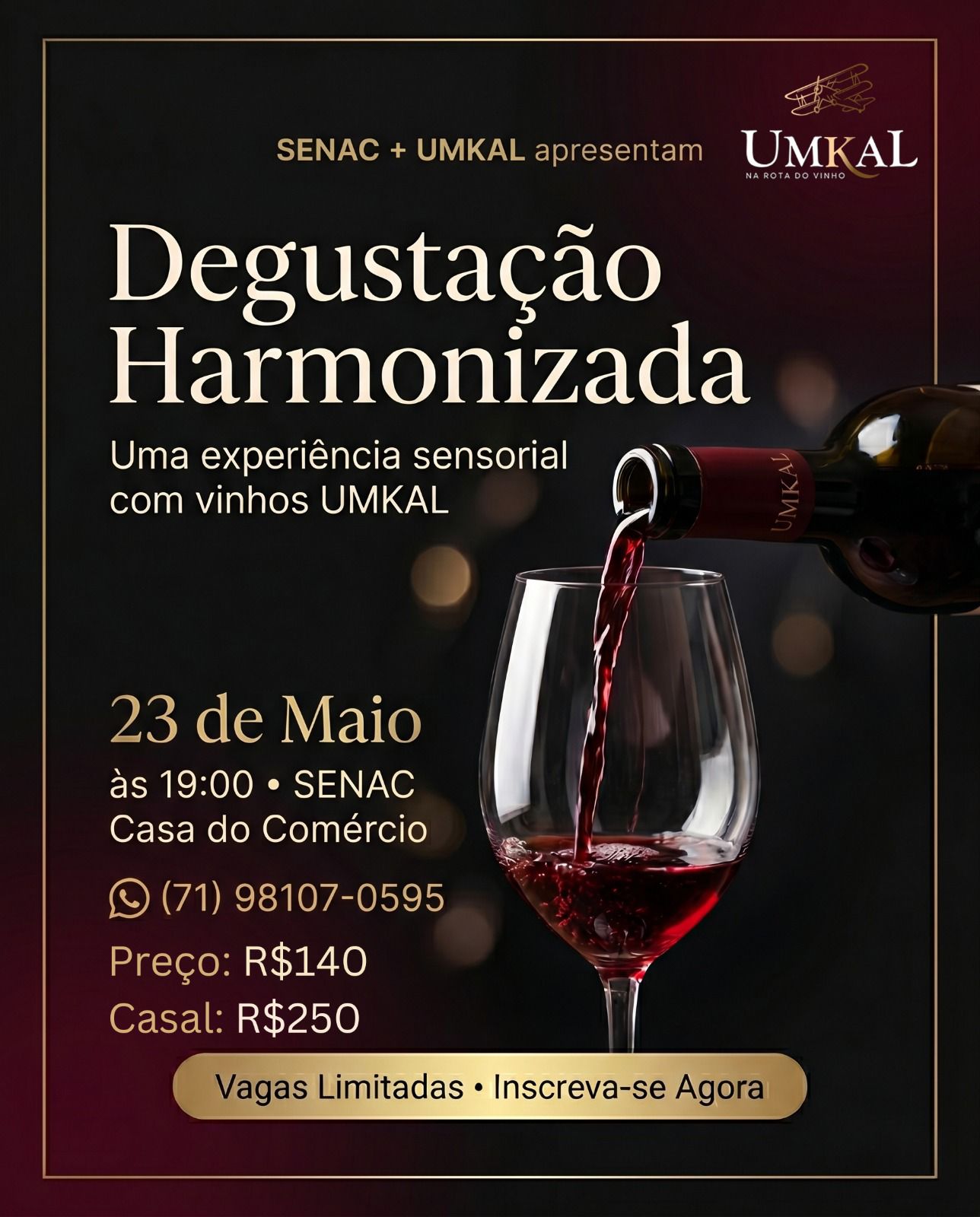 Degustação harmonizada reúne vinhos UMKAL em Salvador