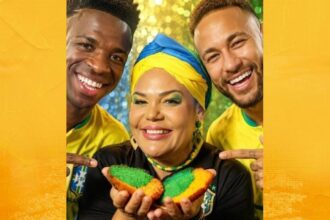 Empreendedora baiana entra no clima da Copa do Mundo e cria acarajé verde e amarelo