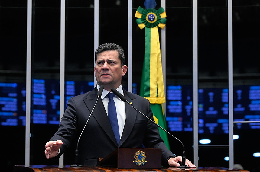 Em discurso, à tribuna, senador Sergio Moro (PL-PR).