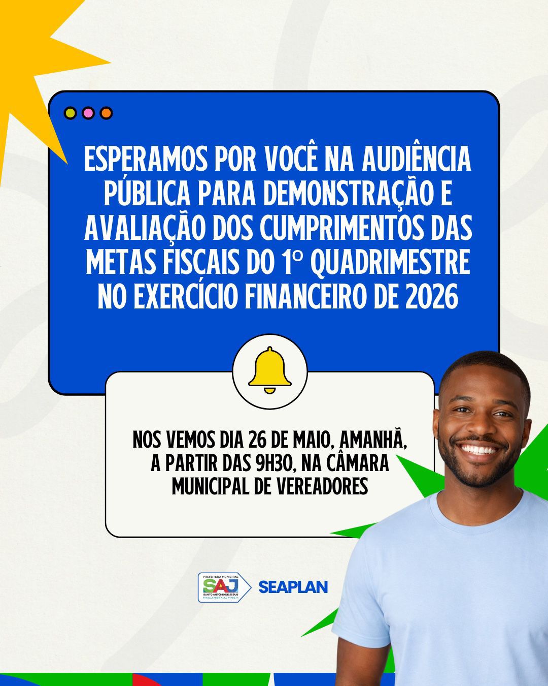 Prefeitura de Santo Antônio de Jesus convida população para Audiência Pública de avaliação das metas fiscais