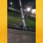 Caminhão derruba poste e foge após acidente no bairro Cidade Nova, em Santo Antônio de Jesus