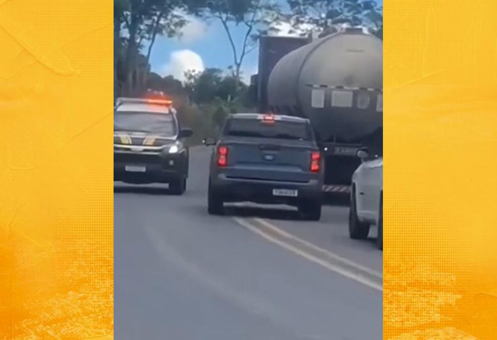 Motorista tenta ultrapassagem perigosa e dá de frente com viatura da PRF