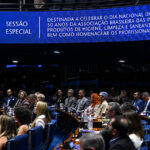 Parlamentares e convidados acompanham a sessão.
