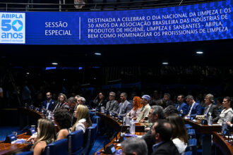 Parlamentares e convidados acompanham a sessão.