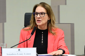 À mesa, presidente eventual da CDH, senadora Leany Lemos (PSB-DF) conduz audiência pública.