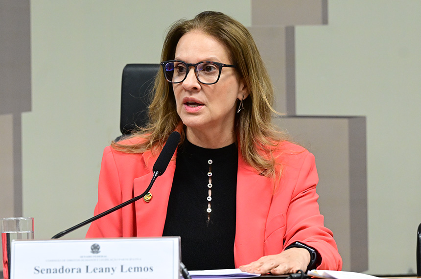 À mesa, presidente eventual da CDH, senadora Leany Lemos (PSB-DF) conduz audiência pública.